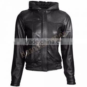 Women's black leather jacket