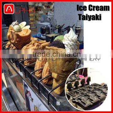 New Style Fish Shape with Open Mouth Taiyaki Waffle Maker for Korea Ice Cream Taiyaki