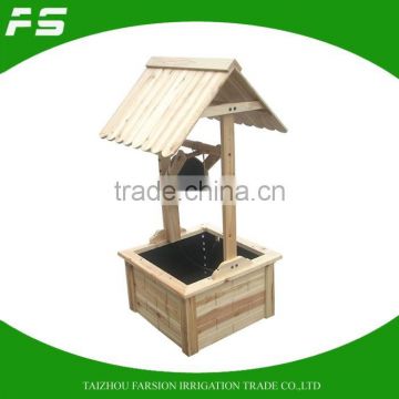 Patio Decorative Garden Natural Wood Wishing Well Flower Planter