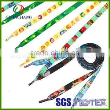 Custom fashion colorful logo cheap printed shoelaces