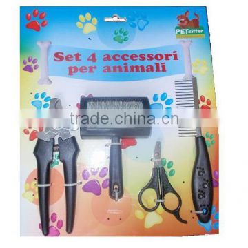 pet cleaning kit brush comb nail clipper scissors set