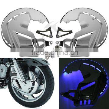 Chrome Brake Rotor Covers W/LED Ring Of Fire For Honda GOLDWING GL1800 2001-2014