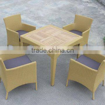 PE Rattan Furniture Dining Set Teakwood Table photo-3
