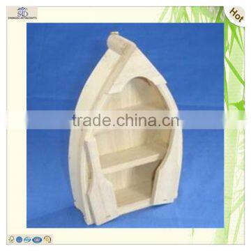 Handmade Natural Color Paulownia Wooden Boat Storage Box