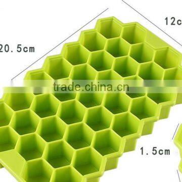 CY175 Honeycomb Pattern Ice Cube Tray 37 Hexagon Pieces of Ice Soft Silicone Colorful Ice Cube Tray