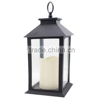 Black and Gold Plastic Diamond antique candle lanterns Flameless Led Candle Lantern