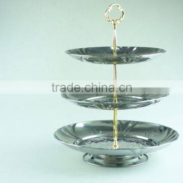 Stainless Steel Metal Flower Plate Salver Metal Decoration With 3 Layer photo-2