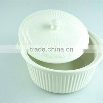 White Round Porcelain Tureen, Stock Cheap Ceamice Tureen With Lid,double Ears Tureens photo-3