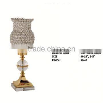 CRYSTAL SHADE GOLD PLATED MODERN SMOOTH HOTEL TABLE LAMP