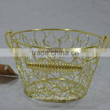 Handmade Metal Wire Storage Basket With Handle photo-3