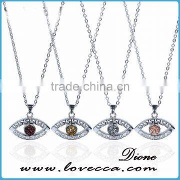 S925 Sterling Silver Evil Eye Natural Drusy Agate Crystal Quartz Geode Druzy Pendant photo-3