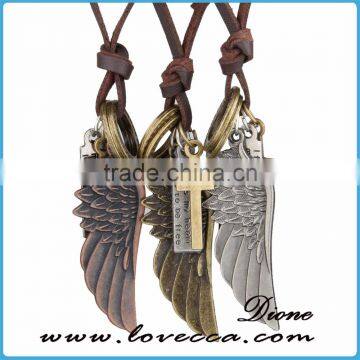 Newest Adjustable Bronze Tone Vintage Leather Pendant Necklace