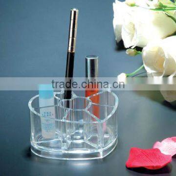 hot selling transparent heart design make up cosmetic display rack