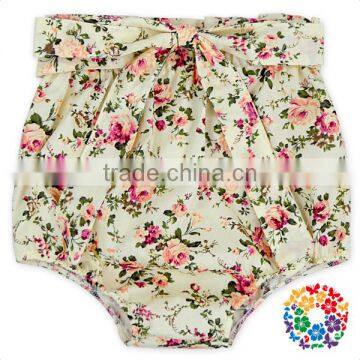Cute Girls Summer Bowknot Cotton Floral High Waist Cotton Bloomers For Kids photo-5
