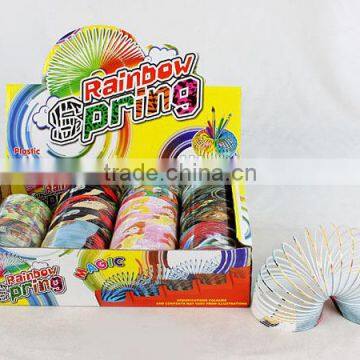 hot sale plastic rainbow spring with printed cartoon picture/promotional gift magic rainbow circle