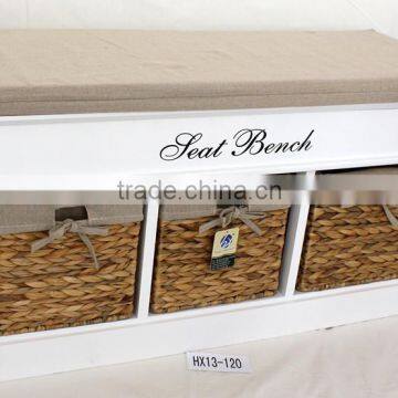 wooden shoe cabinet bench in brown with cushion storage unit