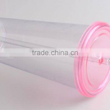 Single Wall Clear Transparent 16oz Plastic Tumbler With Straw And Lids photo-5