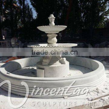 Antique Style Garden Decor Large Size White Marble 3 Tiers Water Fountain for Hot Sale