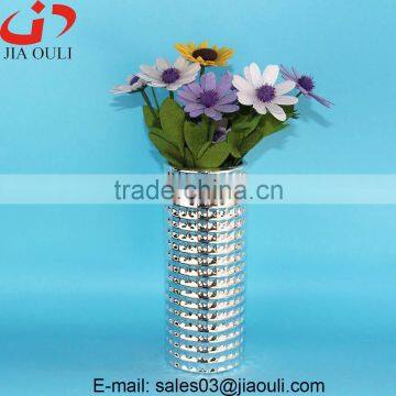 Quality silver plating ceramic home decor vases , silver vase