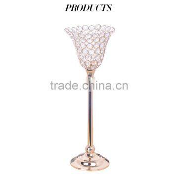 2016 new design Morning glory crystal candlestick Metal Plated Candle holder Home Decoration