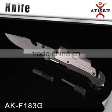 Top Quality Tactical Folding Knife 3Cr13+Aluminium Camping Knife With LED Car Glass Breaker Belt Cutter Fire Start Tools