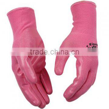 100% Polyester glove with NITRILE GRIPPING GLOVES landscaping glove gardening glove