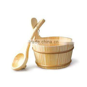 High quality sauna accessorise solid wood material bucket & spoon