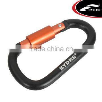 8mm Black Aluminum D Shaped Camping Locking Carabiner