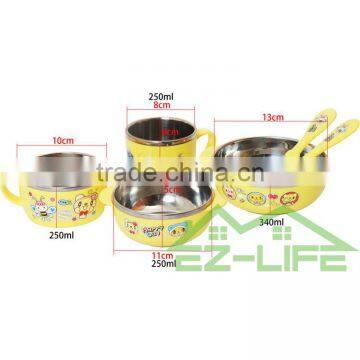 Baby Food Feeding Soup Bowls With Cup Spoon and Fork 6 Pcs/set Kids Dinnerware Set photo-2