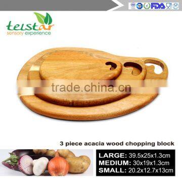 3 Piece Hand Crafted Acacia Wood Cutting Board Set photo-2