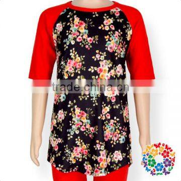 Boutique Mid Sleeve Floral Baby T Shirt Girl 100% Cotton Kids Clothes Tops photo-4