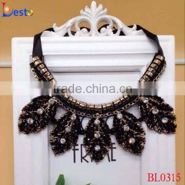 wholesale elegant leaf shape black bead collar wedding neck collar