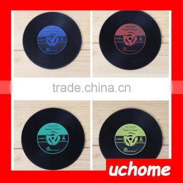 UCHOME Factory Sell Novelty CD Black Disc Silicone Vinyl Record Coaster photo-4