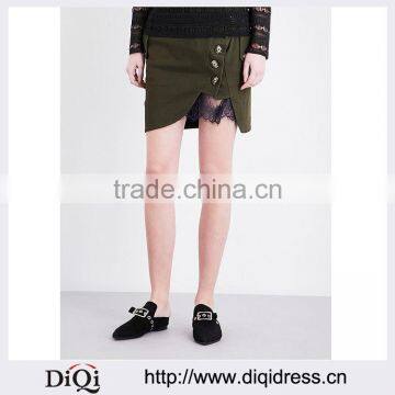 Customized Lady's Apparel Floral Lace High-rise Stretch-cotton-canvas Mini Skirt(DQM001S)