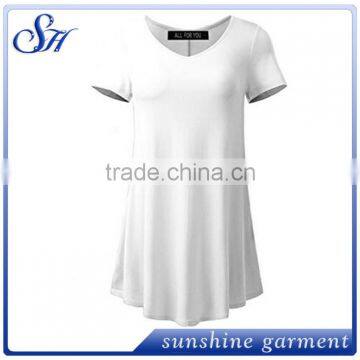 Solid Color Custom Material Loose Fit Comfy Flattering Tunic Tops 95% Rayon 5%Spandex photo-4