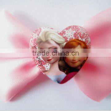 Cartoon children hair clip pink resin charm hairclip silk ribbon hairpin 2016