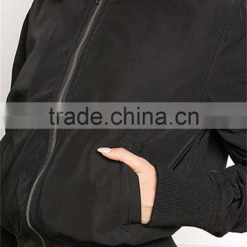 MGOO Factory Made Bulk Price Winter Ruffles Cool Jackets Crop Sexy Oversized Jackets Navy Blue Padded Coat photo-4