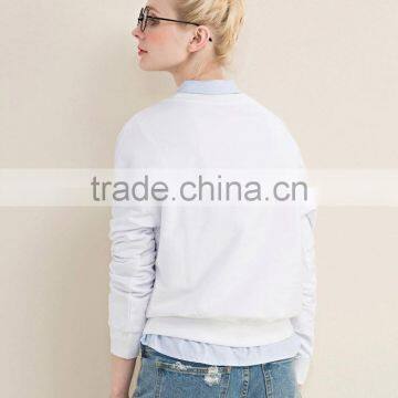 High Quality White Stylish Printed 100% Cotton Fabric Sweatshirt photo-2