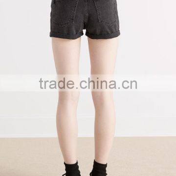 Wholesale Ladies Cheap Plain Washed Rolled Booty Hem Denim Jeans Shorts for Women 2016 photo-3