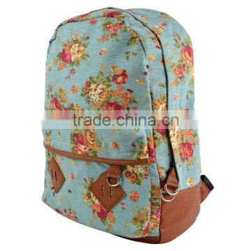 New Girls Canvas Flower Rucksack Backpack School College Travel Bag 15934