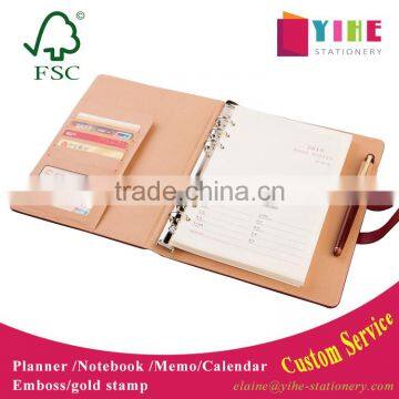 25K PU leather planner with metal buckle custom business organizer agenda emboss/gold stamp logo