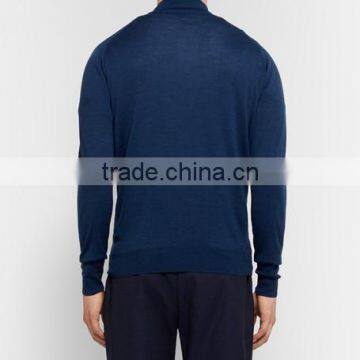 Customed Manufacturing Zipper-Up Navy Blue Sweater Men Pullover Sweater photo-3