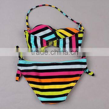 Fashion New Girls Swimsuit Colorful Stripe Two Piece Girls Swimwear Cute Children Swimming Suit Biquini Infantil SR40417-14 photo-2