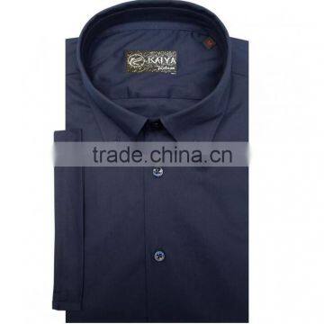 Spring men's new design fashion business shirt dark blue cotton long-sleeved shirt