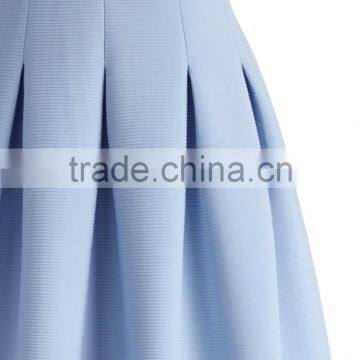 2016 Guangzhou Shandao Factory Summer New Arrivals Casual Pleated Blue High Waist Half Chiffon Lady Skirt photo-3