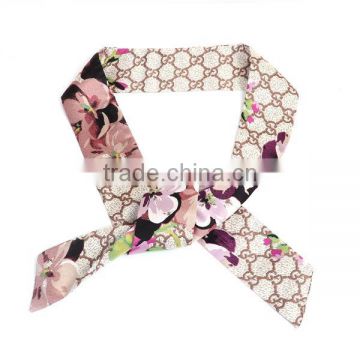 Chiffon Multifunction Skinny Scarf Multicolor Rectangle Flower