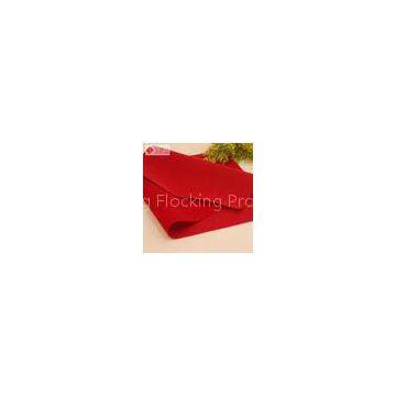 Flocked Polyester Printed Velvet Fabric For Packing Box , Red Upholstery Velvet Material
