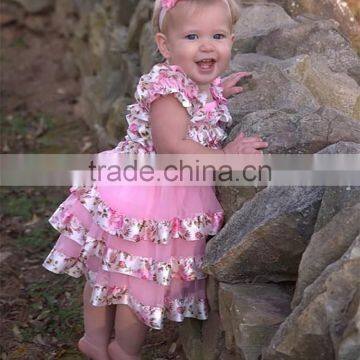 Wholesale boutique summer rustic floral lace girls dress vintage M5061815