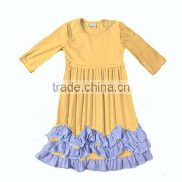 2016 new arrival knit cotton yellow color dress latest casual dress designs