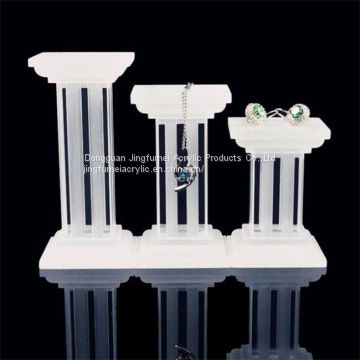 Wholesale Free Stand Earring Display White Acrylic T-Shaped Ring Stand Shop Jewelry Holder